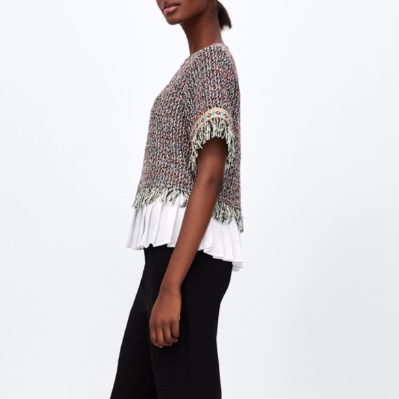 Zara Tweed Top with pleated detail - Picture 5 of 8